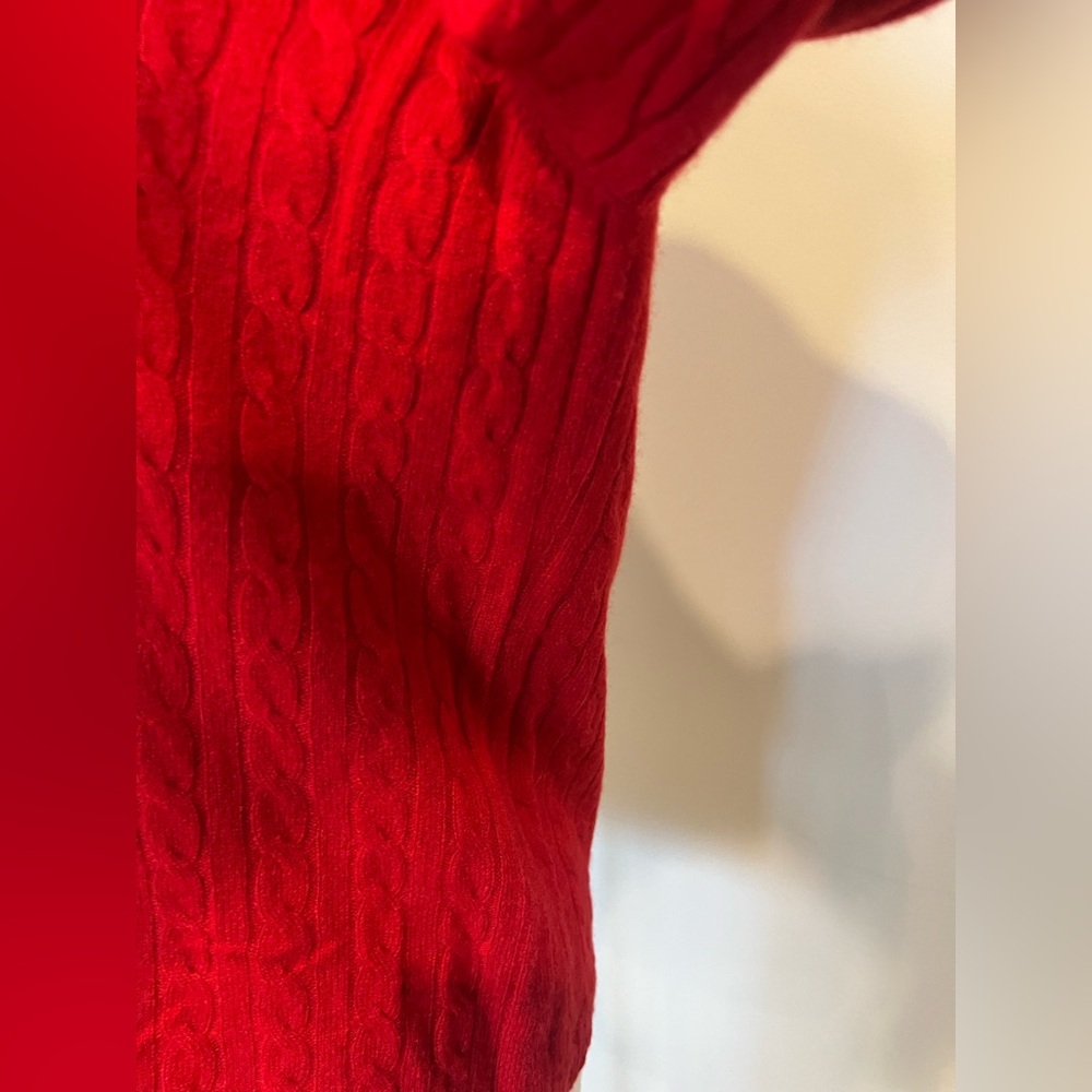 Charter Club 2 ply Cashmere Red Cable knit Cardigan -NWOT - Picture 5 of 9